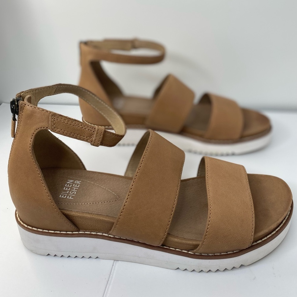 EILEEN FISHER Brown & White Sandals - Picture 2 of 6